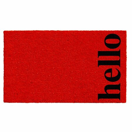 CONFIGURACION 17 x 29 in. Vertical Hello Rectangular Doormat Red & Black CO3366312